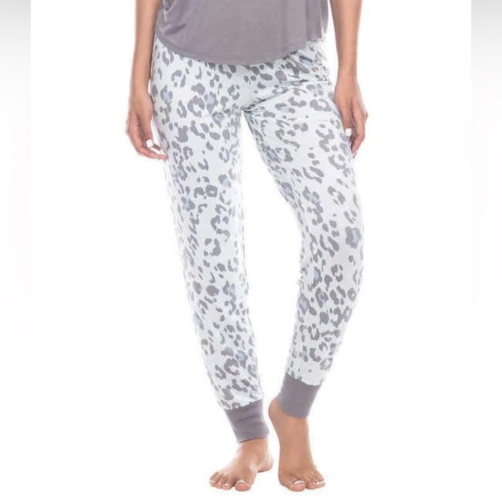 Honeydew Womens Jersey Pajama Jogger Lounge Pants Mint Leopard Blue Leggings S